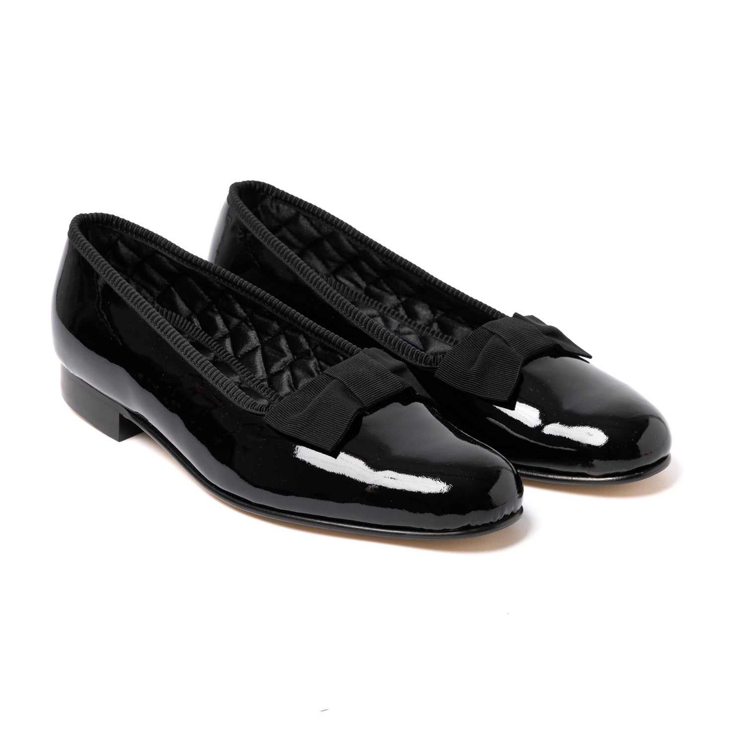 Schwarze Schuhe "Opera Bow-Pump" aus Lackleder mit Ledersohle - Handmade